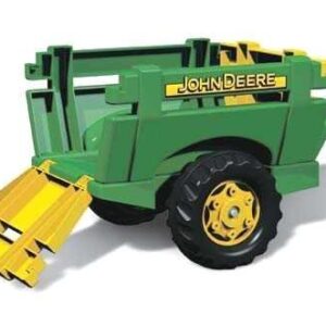 John Deere X-Trac vaikiškas minamas traktorius su priekaba ir priekiniu kašu nuo 3-10 m.