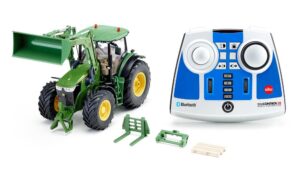 Siku John Deere 7310R su frontaliniu krautuvu ir „Bluetooth“ programa su nuotoliniu distanciniu valdymu