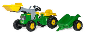 ROLLY TOYS JOHN DEERE minamas traktorius su priekaba ir kaušu