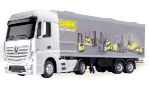 Dickie RC MB Actros/Forklift Clark C25 nuotolinio valdymo rinkinys sunkvežimis ir krautuvas