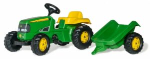 John Deere Kid traktorius su priekaba