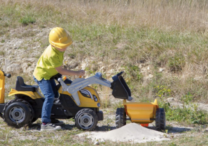 SMOBY Traktorius pedalinis su priekaba Builder Max oranžinis