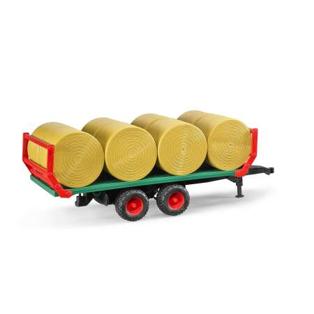 BRUDER žaislinė šieno rulonų  transportavimo priekaba su priedais, 02220