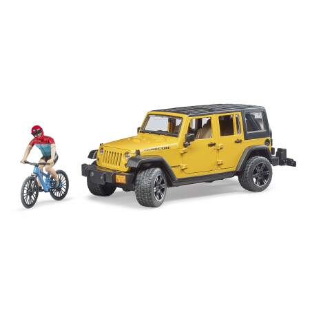 BRUDER  Jeep Wrangler Rubicon Unlimited su dviratininku ir kalnų dviračiu, 02543