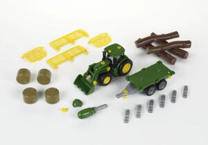 KLEIN John Deere traktorius su priekaba ir priedais