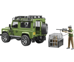 BRUDER Land Rover Defender džipas su miško sargu ir šunimi, 02587