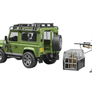 BRUDER Land Rover Defender džipas su miško sargu ir šunimi, 02587